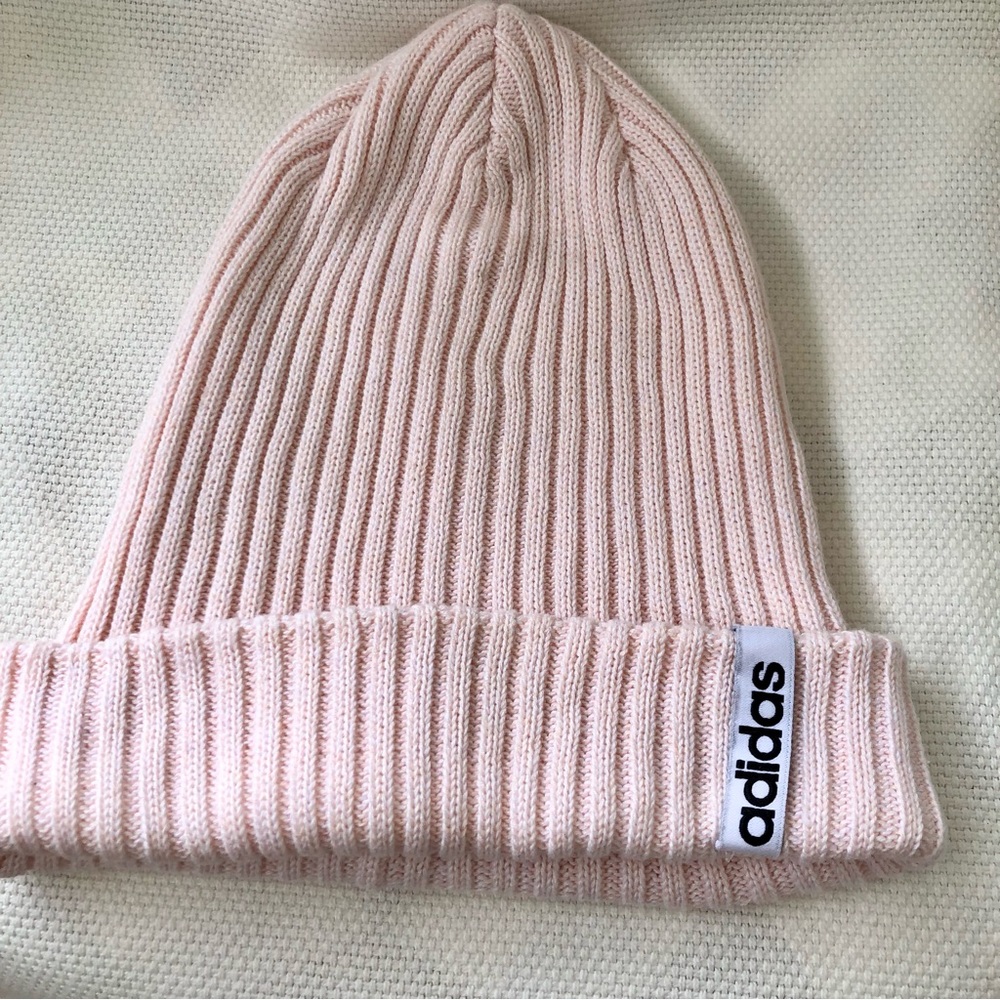 Adidas Hawthorn Fold Women's Pink Ribbed Knit Beanie